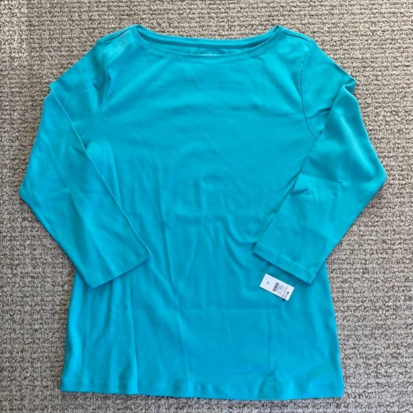 Talbots Long Sleeve Bateau Neck Tee - Blue - Picture 2 of 3